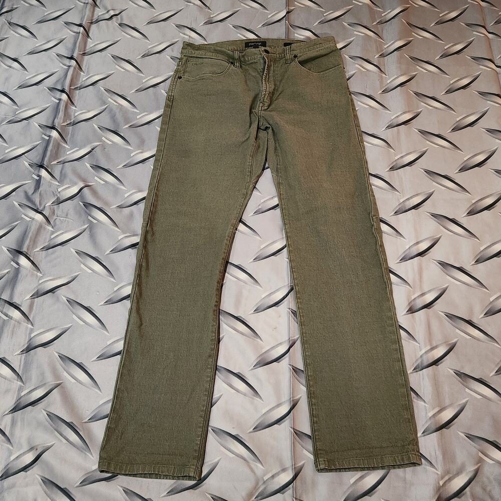 Proof Huckberry Jeans Mens 30x32 Green Canvas Denim Stretch 5-Pocket Straight